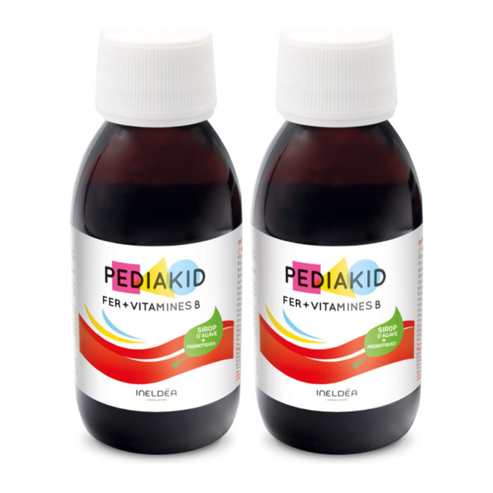 PEDIAKID - Sirop Fer + Vitamines B - Complément Alimentaire Naturel - Formule Exclusive au Sirop d'Agave - Optimise les Apports en Fer - Contribue à Réduire la Fatigue - Lot de 2 Flacons 125ml