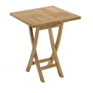 HARRIS - SALON DE JARDIN EN BOIS TECK 2 personnes : Ensemble de jardin - 1 Table carrée pliante 60 cm et 2 chaises