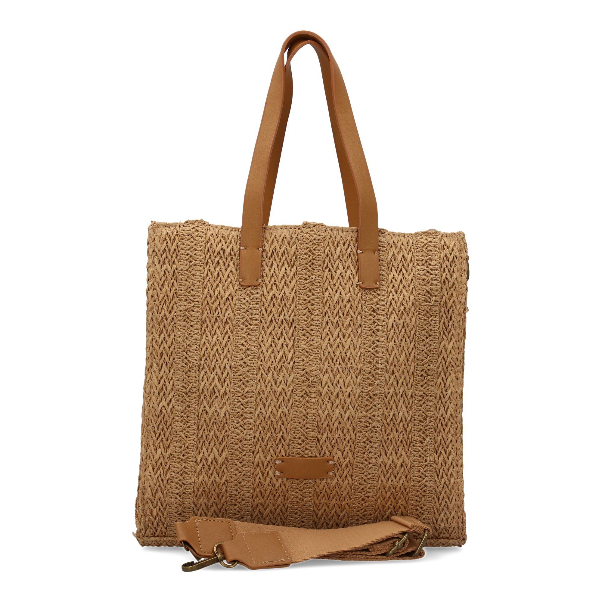 Bolso de rafia para mujer, diseño moderno y comodo en el interior compartimento principal de cremallera