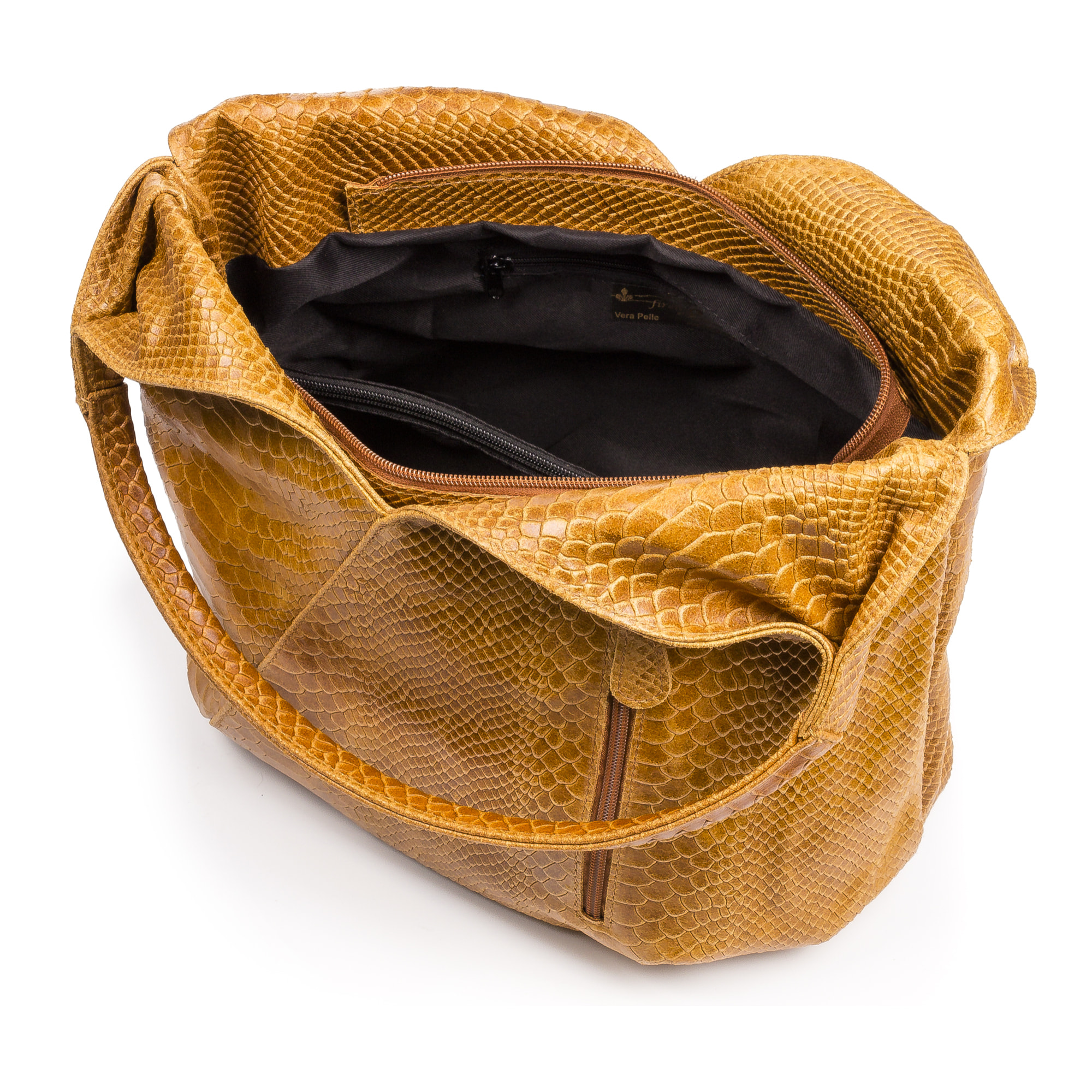 Jesi Bolso de hombro Mujer.Piel auténtica Gamuza Grabado Serpiente