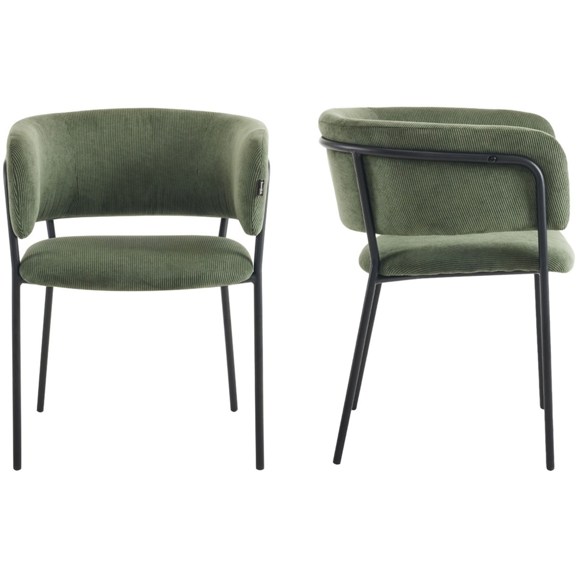 Lot de 2 fauteuils de table en velours côtelé - MALONE