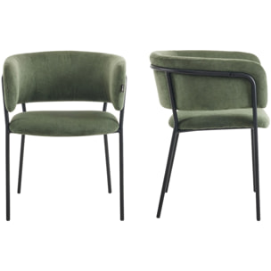 Lot de 2 fauteuils de table en velours côtelé - MALONE