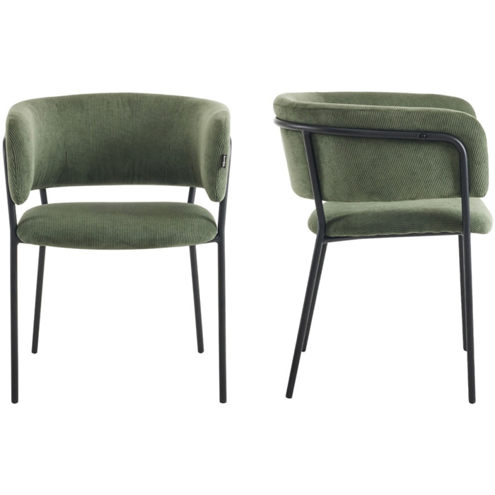Lot de 2 fauteuils de table en velours côtelé - MALONE