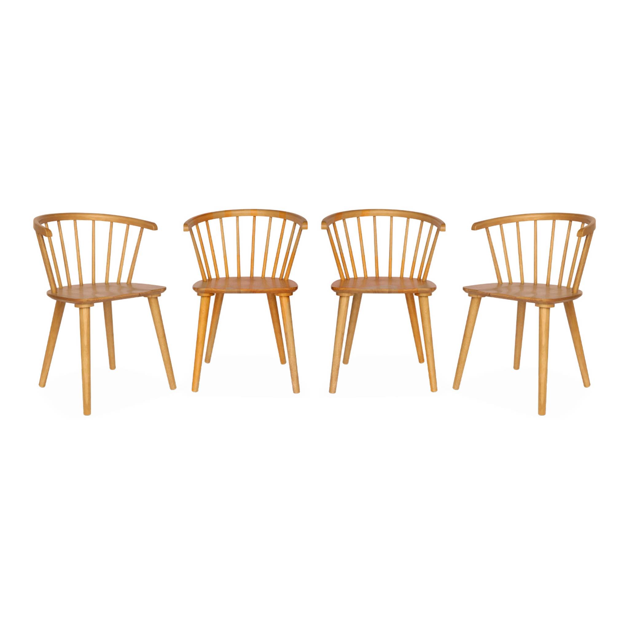Lot de 4 chaises naturelles à barreaux en bois et contreplaqué. Paula. L 51 x P 53 x H 75cm