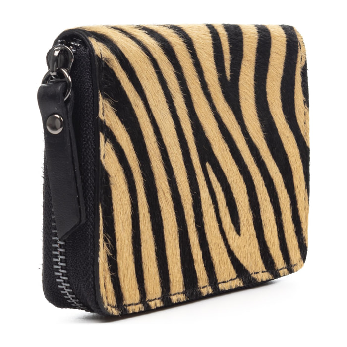 Onesta cartera mujer. Piel auténtica Cavallino tigre.