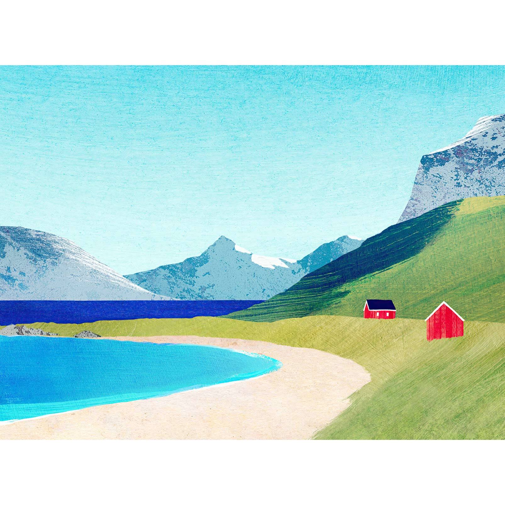 Papier peint panoramique cabanes en scandinavie Intissé