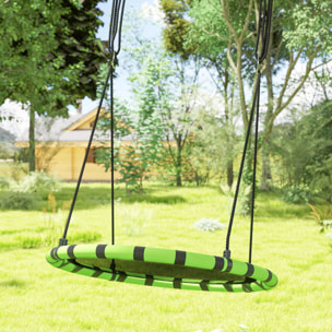 Columpio para Niños Redondo Columpio Jardín Exterior Ajustable Columpio Infantil Impermeable Carga 150 kg Ø100x180 cm Negro y Verde