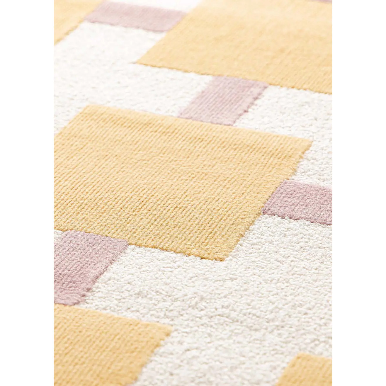 FLASHY Alfombra geométrica de pelo corto mostaza, varias medidas disponibles.