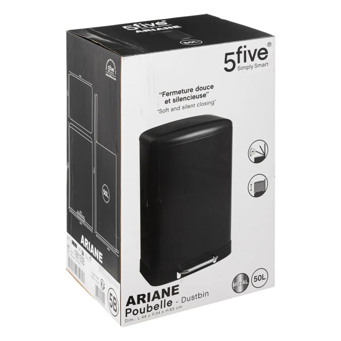 Poubelle à pédale "Ariane" métal 50L noir