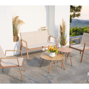 Salon de jardin - 4 places - bois et lin - SYDNEY