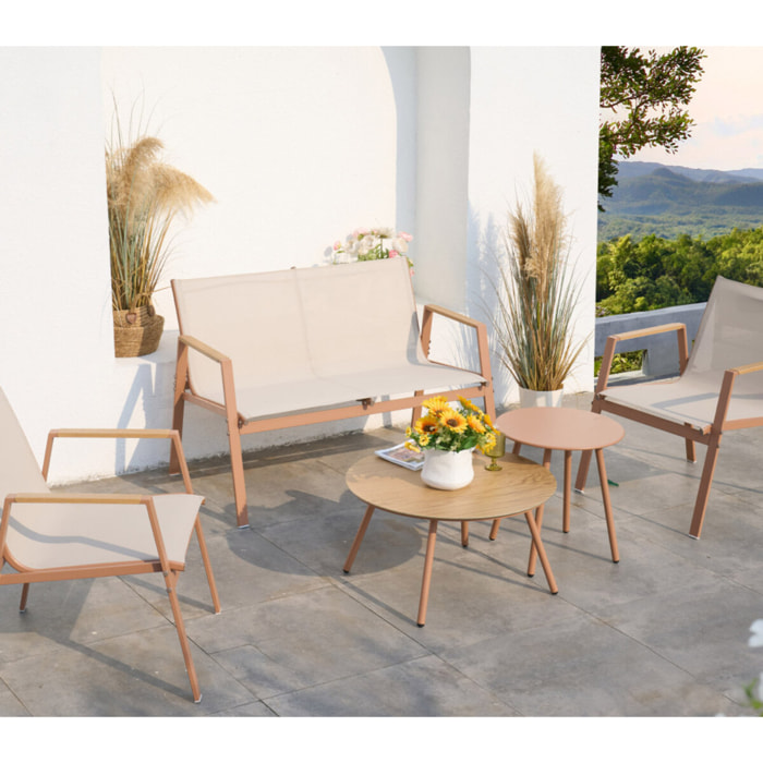 Salon de jardin - 4 places - bois et lin - SYDNEY