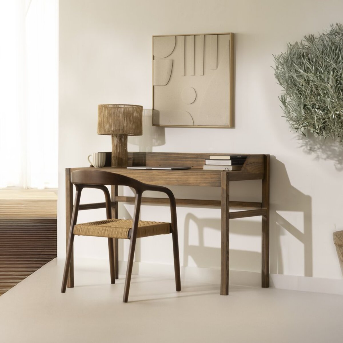 Bureau Creta -bois massif d'araucaria-couleur nogal 120 x 85 x 60 cm