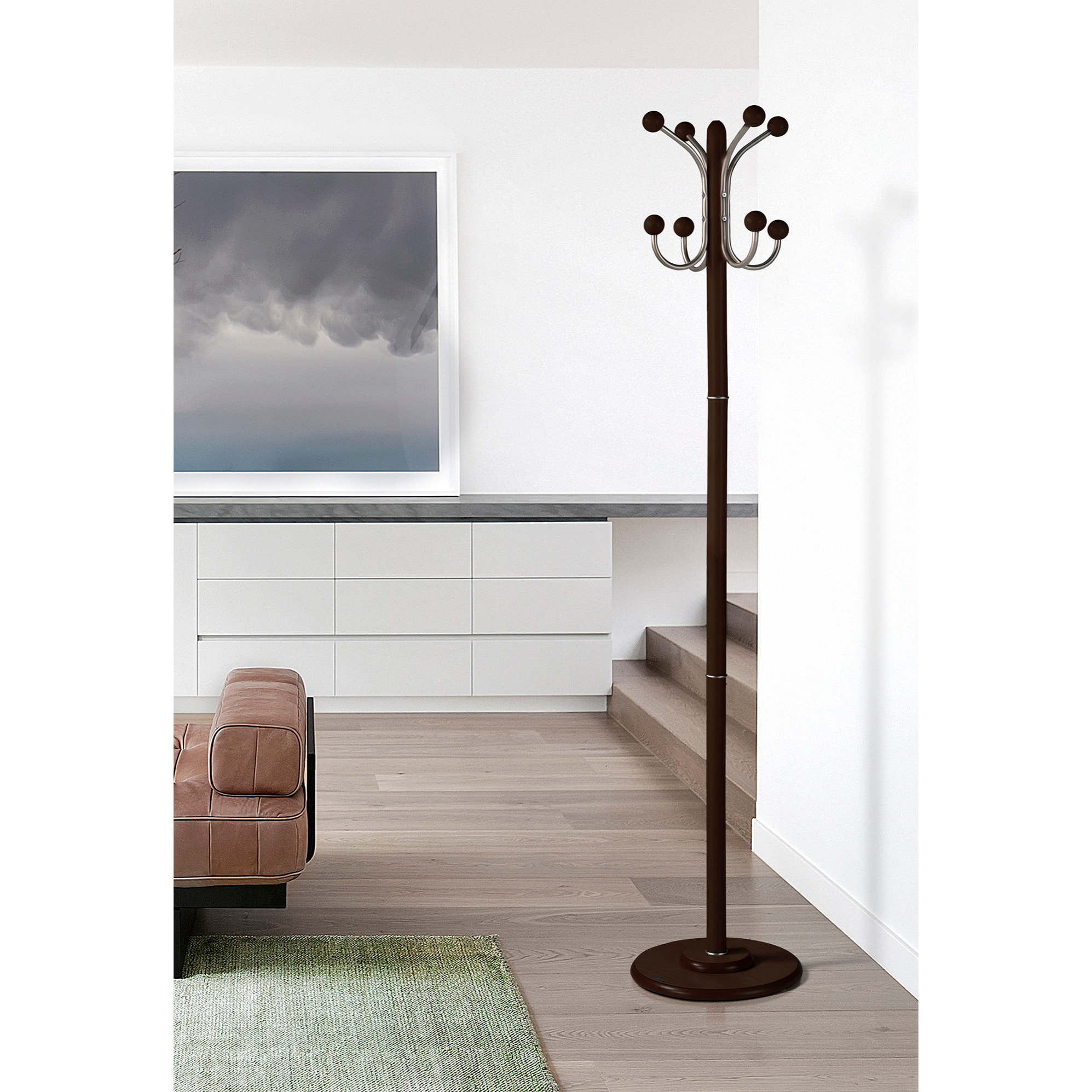 Perchero Office madera haya wengué 170x35x35 cm