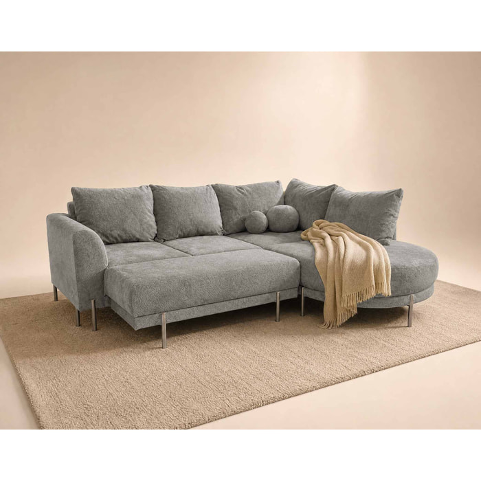Gabin - pouf en velours texturé - Gris clair