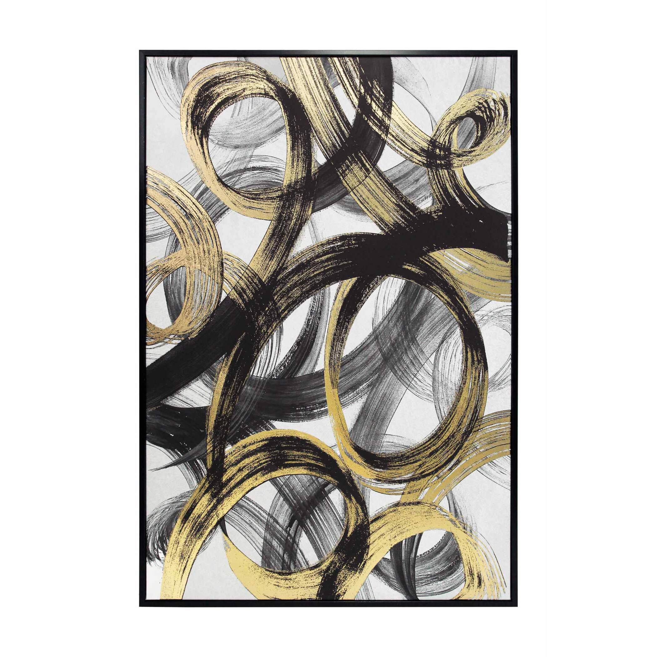 Cuadro Sign poliéster negro-gris-dorado 92x62x4 cm