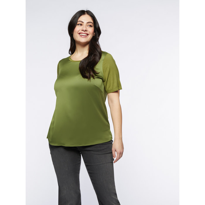 Fiorella Rubino - Camiseta de dos tejidos - Verde