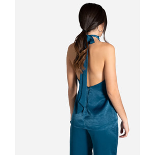 TOP HALTER SATIN · AZUL