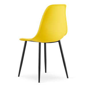 Sedia scandinava WAT in polipropilene giallo e gambe nere
