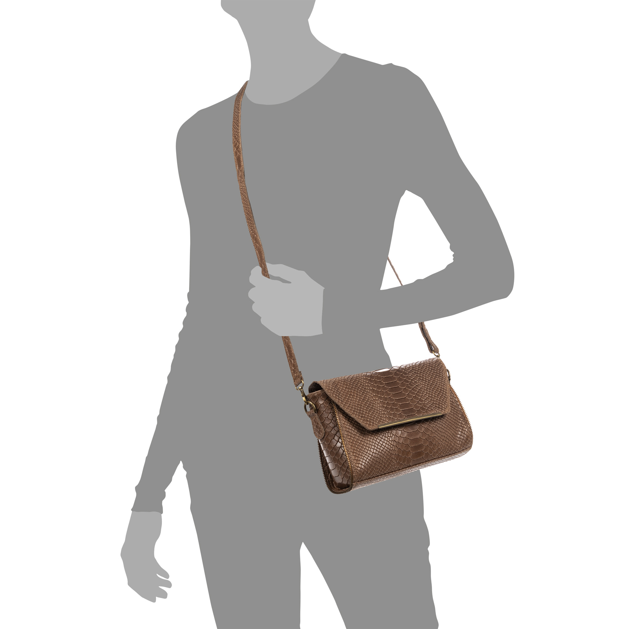 Mariola Borsa a tracolla Donna.Pelle autentica Camoscio Stampa Serpente