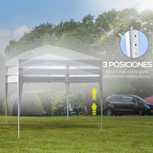 Outsunny Carpa Plegable 3x3 m Cenador de Jardín Gazebo con Bolsa de Transporte Altura Ajustable en 3 Niveles Anti-UV e Impermeable para Terraza Patio Playa Blanco