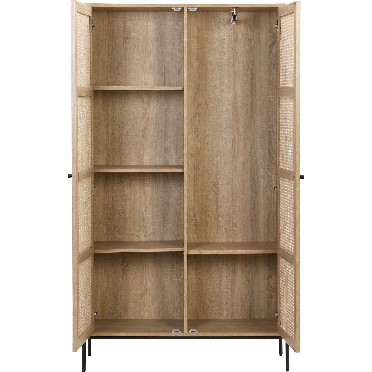 Armoire 2 portes en cannage et effet chêne - IRIS