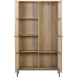 Armoire 2 portes en cannage et effet chêne - IRIS