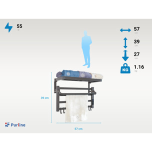 Sèche-serviettes électrique avec étagère gris anthracite 55W
