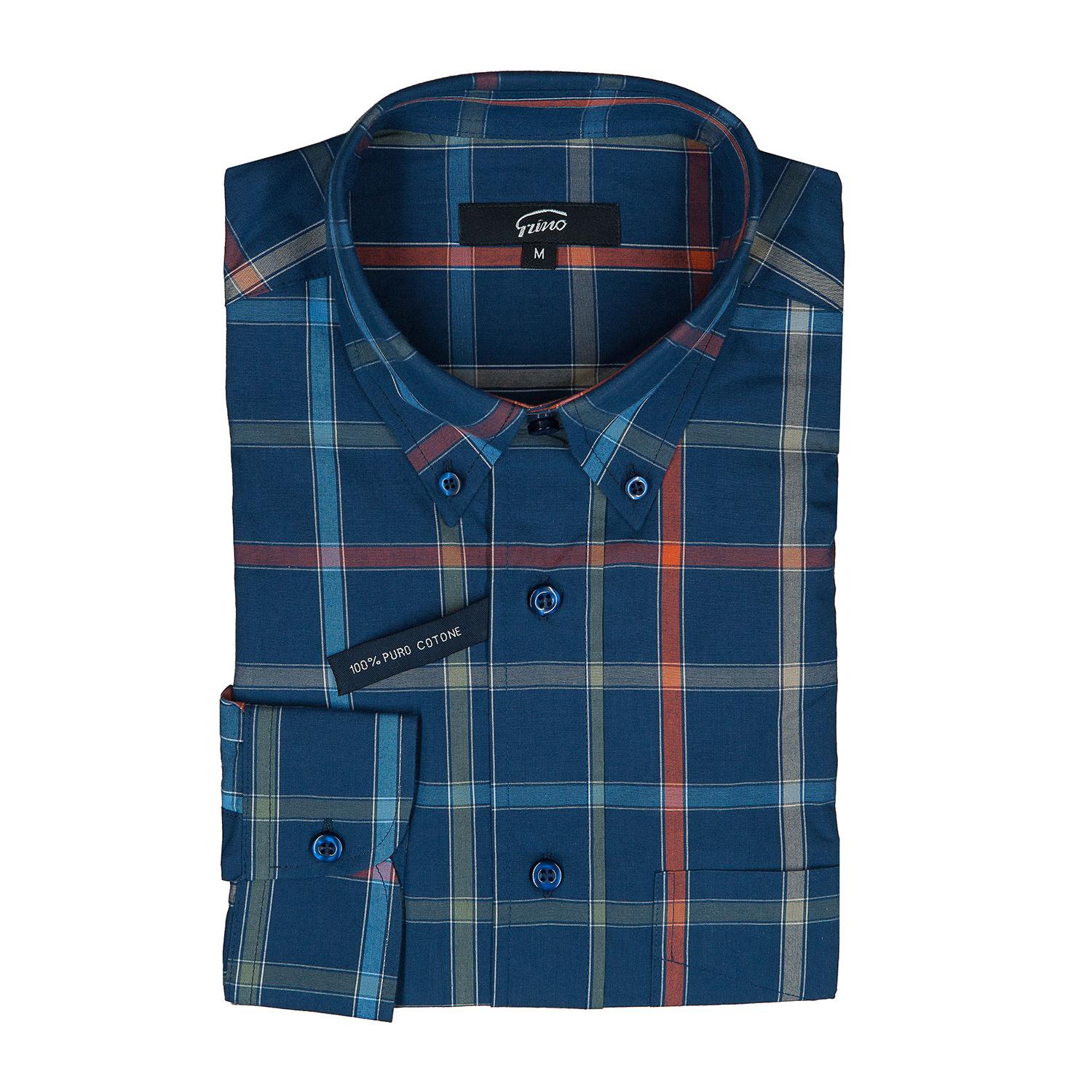 Camicia GRINO quadro grande multicolor blu