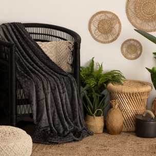 Plaid "3D Losange" flanelle gris ardoise 180x230cm