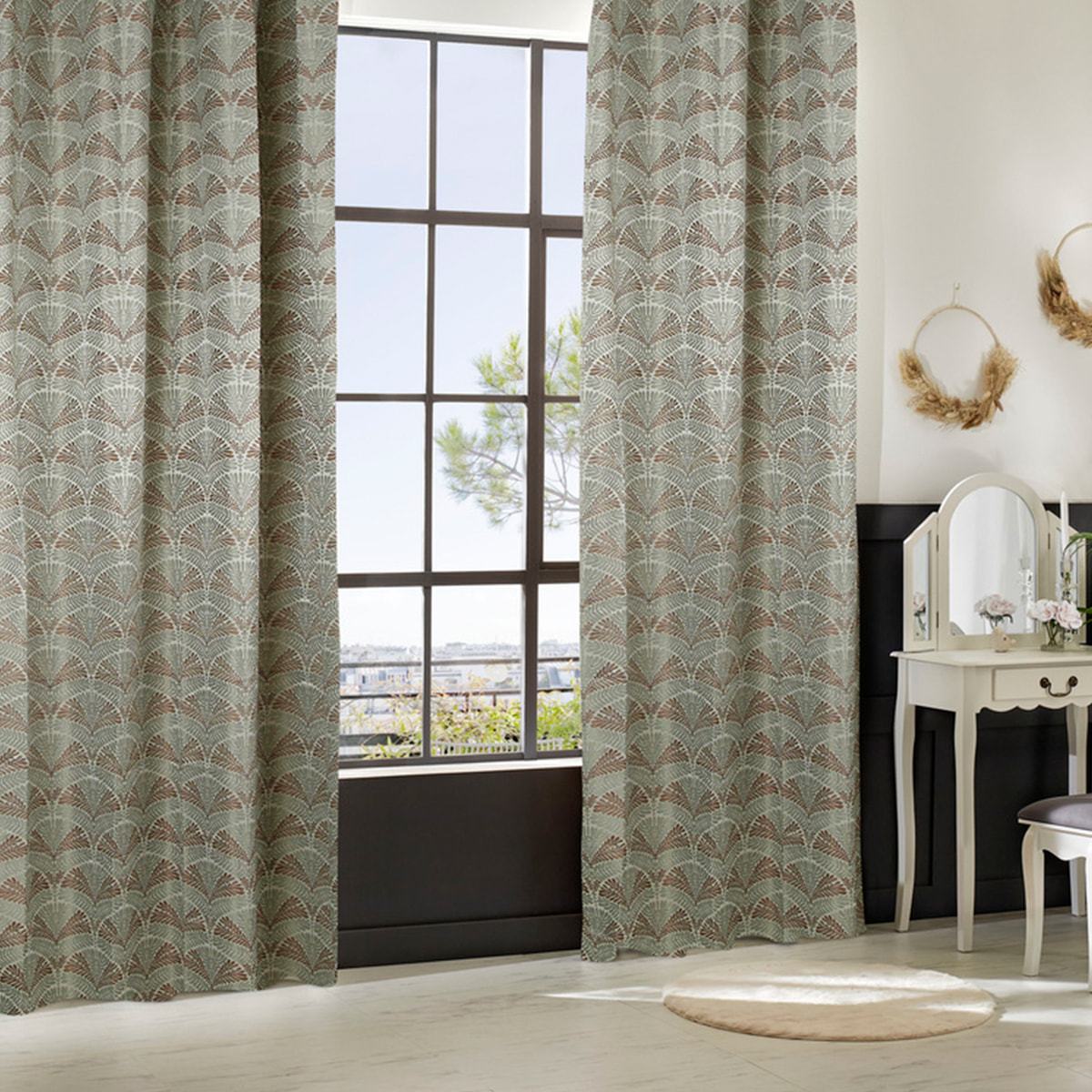 Rideau "Mizani" jacquard vert clair 135x260cm