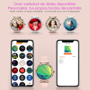 Smartwatch QS01 compatto ed elegante. Chiamate BT, notifiche push. Monitoraggio sanitario, cicli femminili. Modalità sportive.