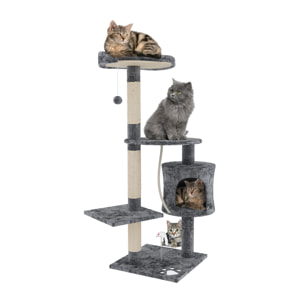 Tiragraffi Albero Palo Gioco Per Gatti Con Corda In Sisal Naturale Tira Graffi Angolare Multifunzione Cuccia Per Gatto  Domestico 112 Cm Grigio