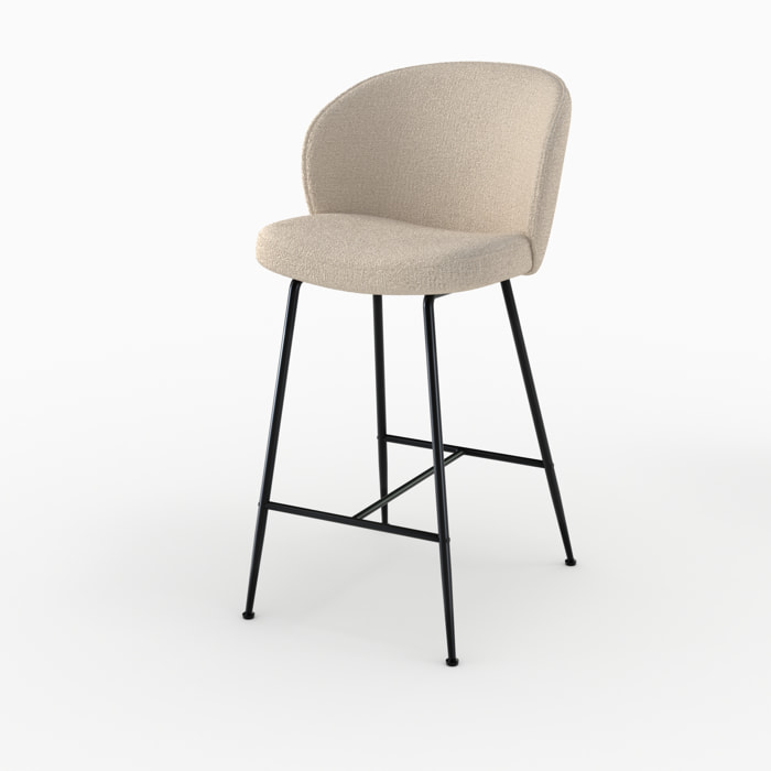 Chaise de bar en tissu bouclé beige 66 cm - Groom