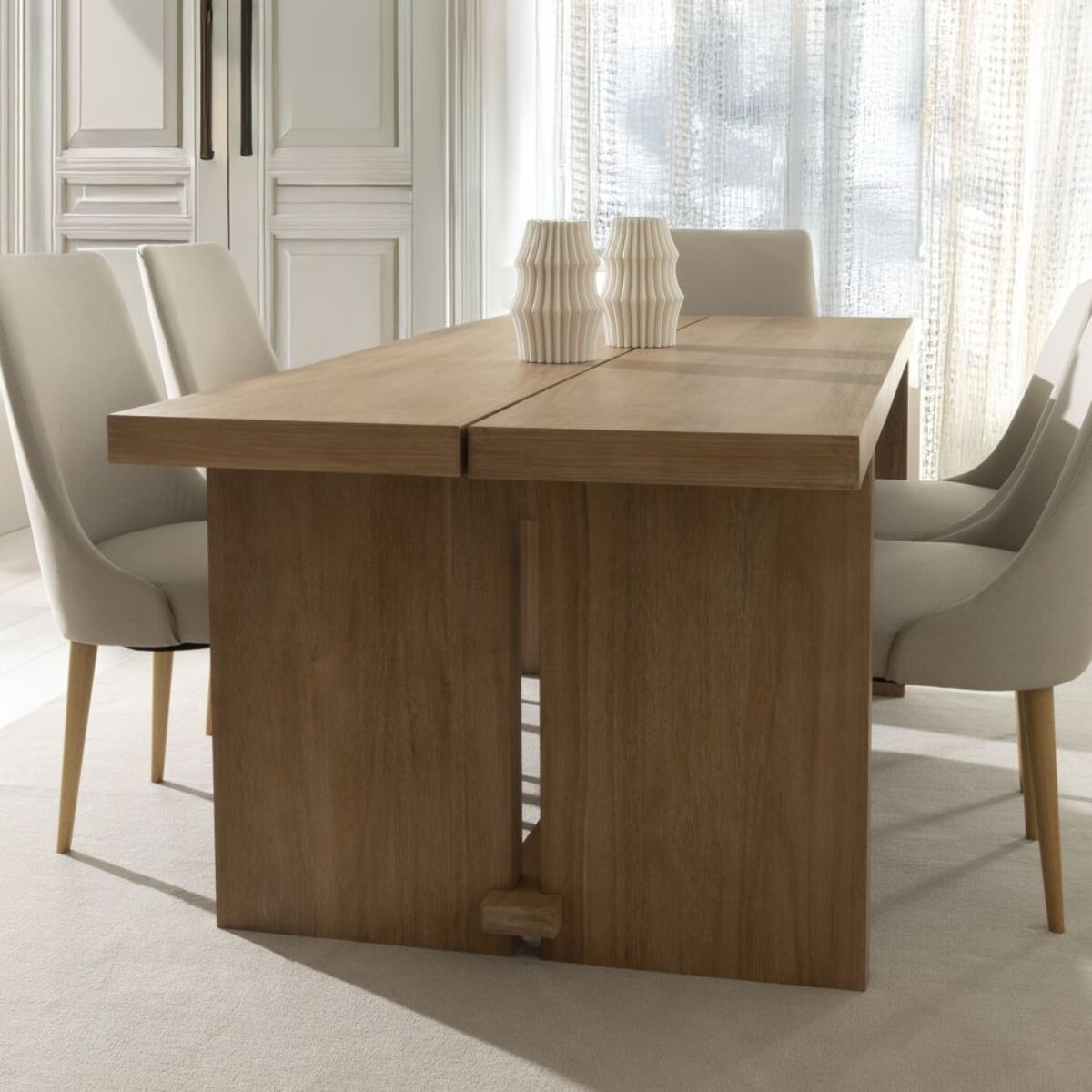 Table à manger Singra -structure en bois tropicaux/planche en fibres-couleur antique 200 x 76 x 90 cm