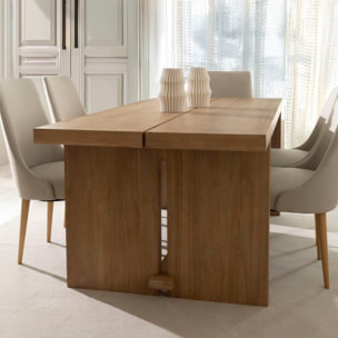 Table à manger Singra -structure en bois tropicaux/planche en fibres-couleur antique 200 x 76 x 90 cm