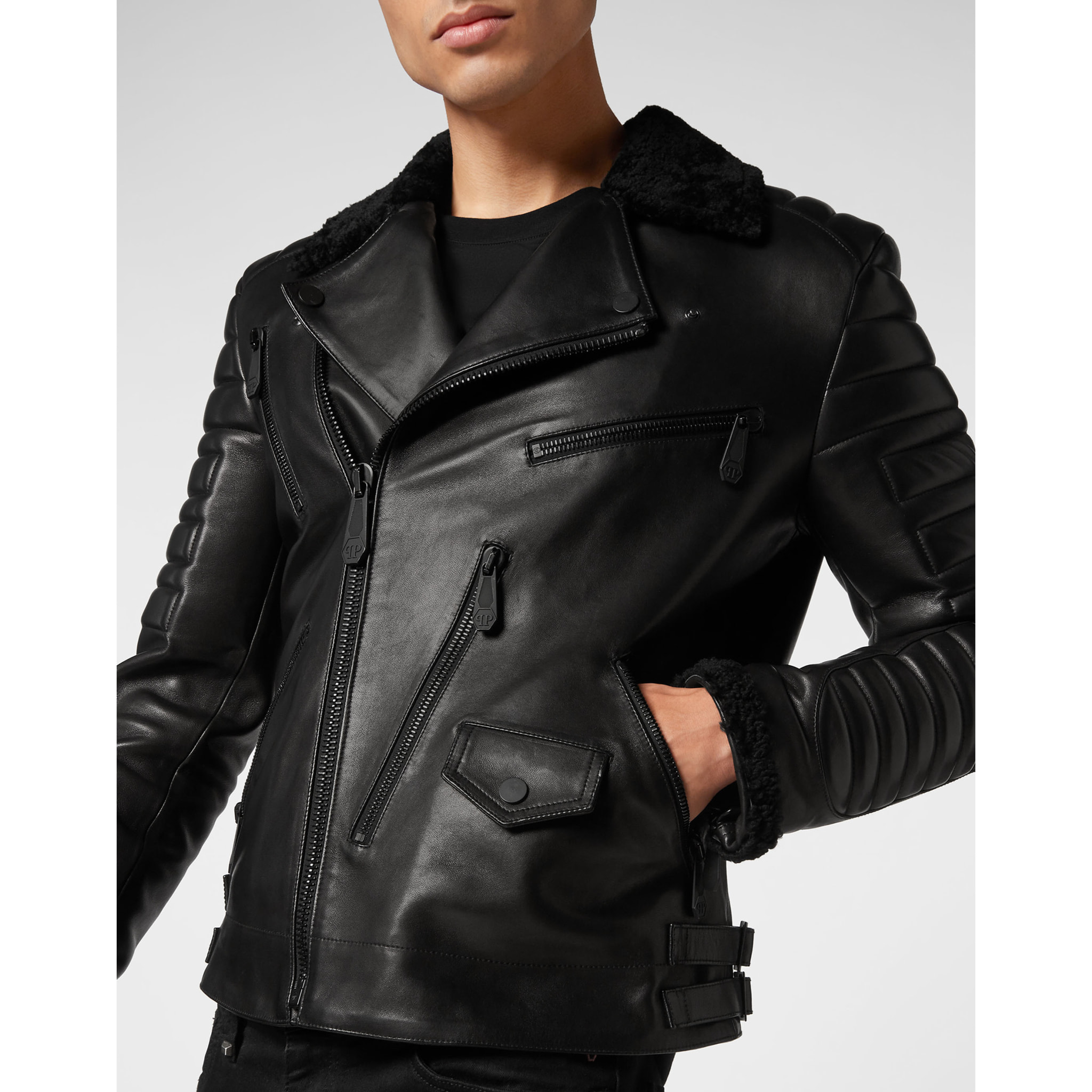 PHILIPP PLEIN Leather Biker GOTHIC PLEIN