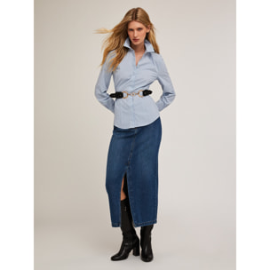 Motivi - Camicia in popeline a righe - Azzurro