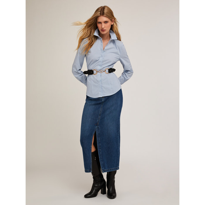 Motivi - Camicia in popeline a righe - Azzurro