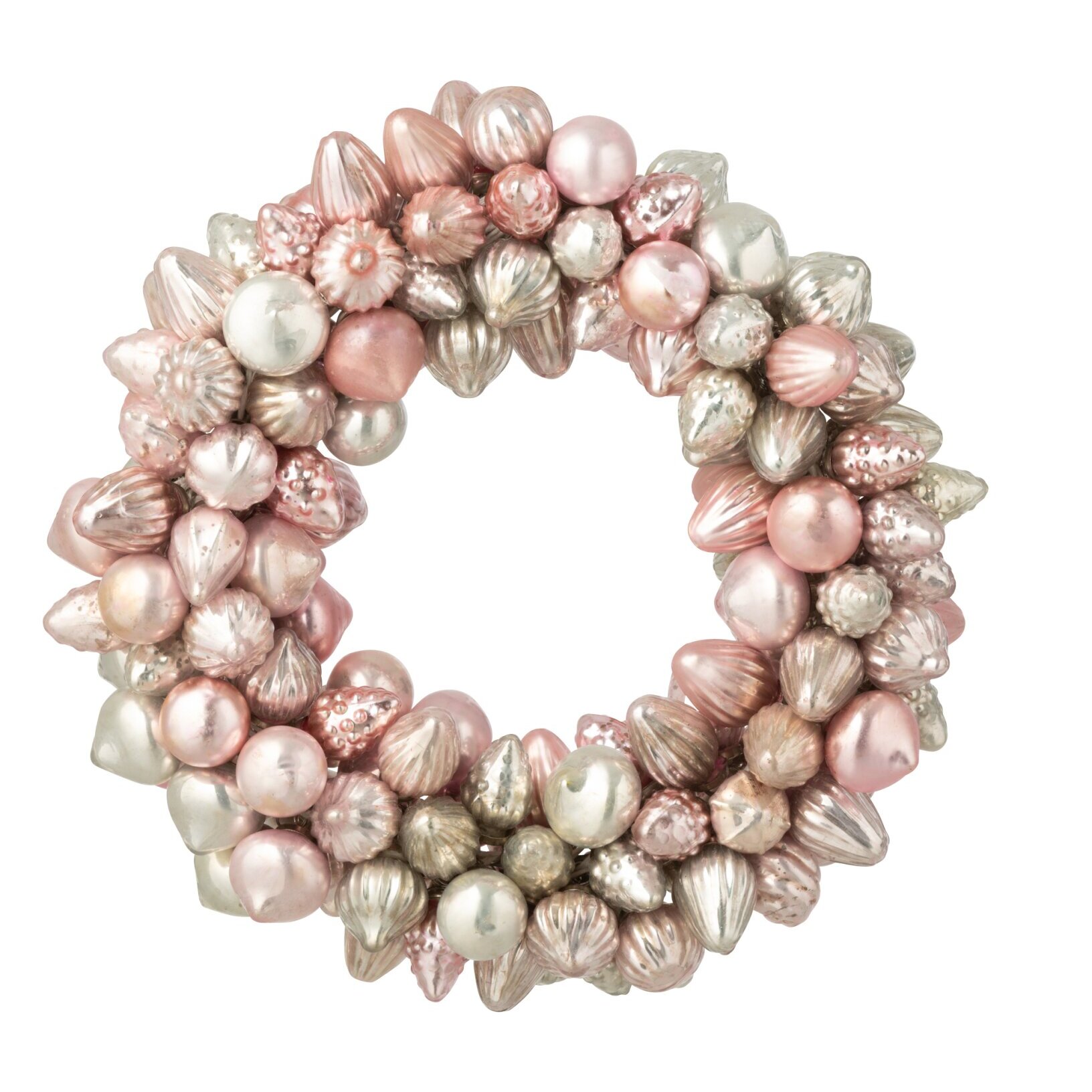 J-Line Couronne Boule De Noël Verre Rose Clair