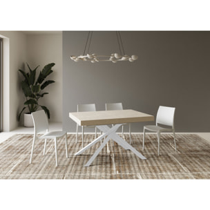 Table extensible 80x140/224 cm Karida cachemire pieds blanc