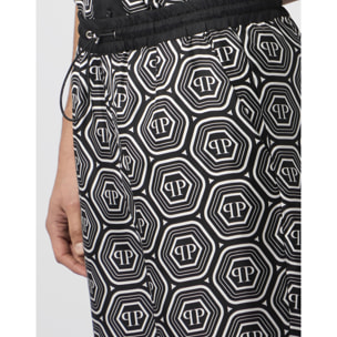 PHILIPP PLEIN Silk Drawstring Shorts Monogram 70's