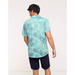 Camisa Manga Corta Turquesa - Folked
