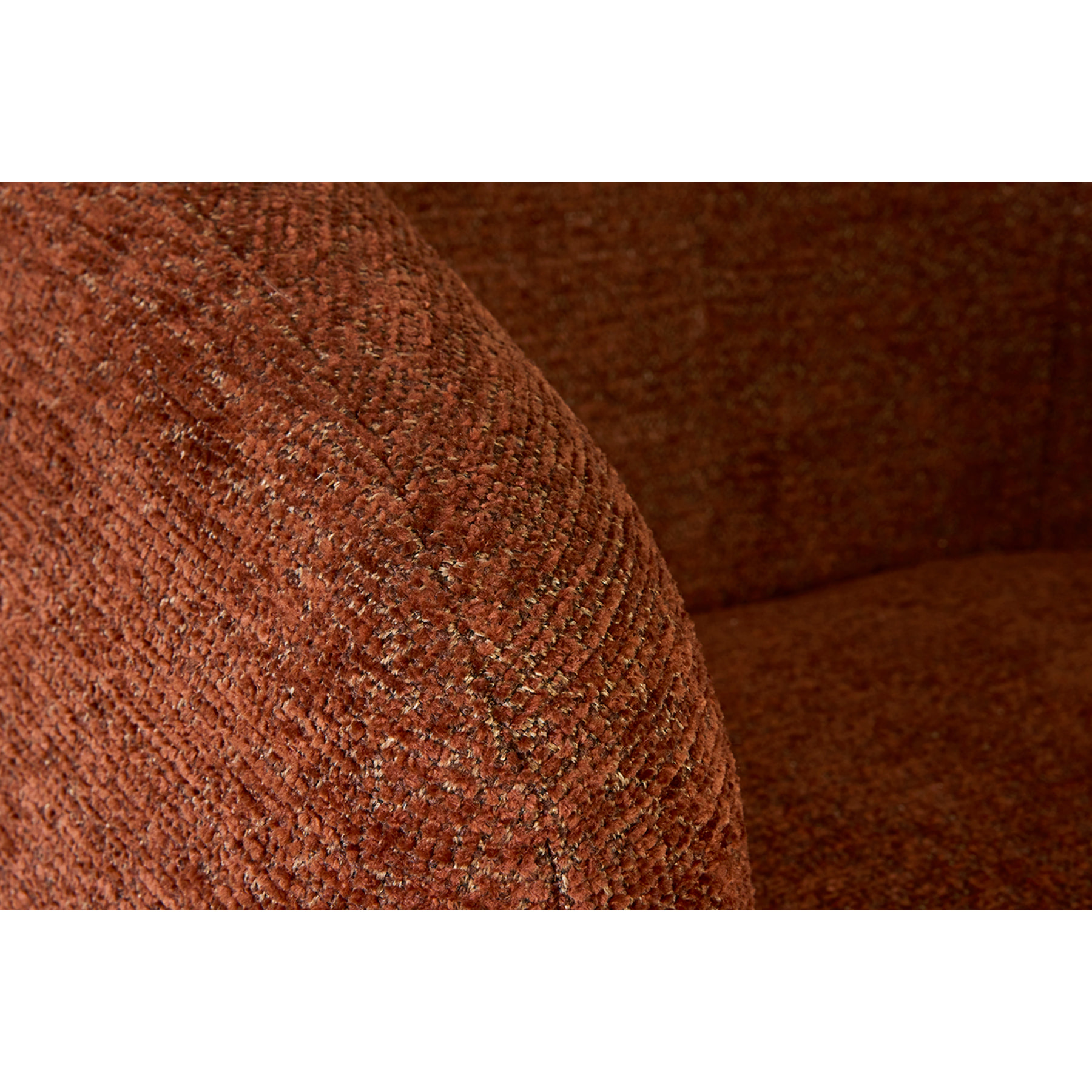 Fauteuil pivotant en tissu effet chenille brossé terre brûlée et métal noir BOWIE