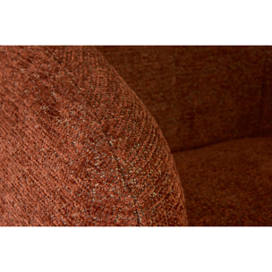 Fauteuil pivotant en tissu effet chenille brossé terre brûlée et métal noir BOWIE