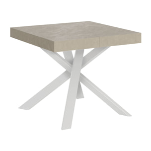 Table extensible 90x90/194 cm Clerk cachemire pieds Blancs