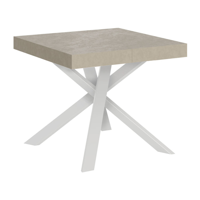 Table extensible 90x90/194 cm Clerk cachemire pieds Blancs