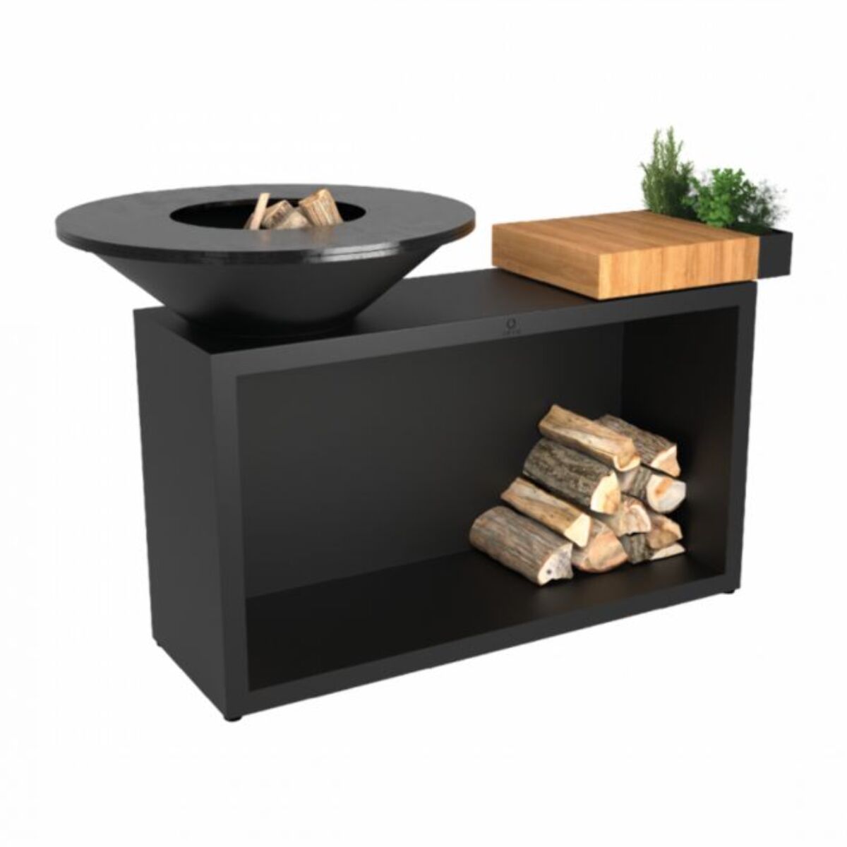 Brasero OFYR Island Black 85 Teak Wood OI3B85W