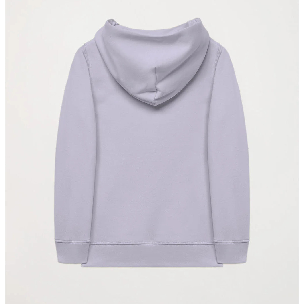 Sudadera orgánica de capucha y bolsillos lavanda Neutrals kids con logo