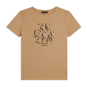 T-shirt con strass “You Glow Today”