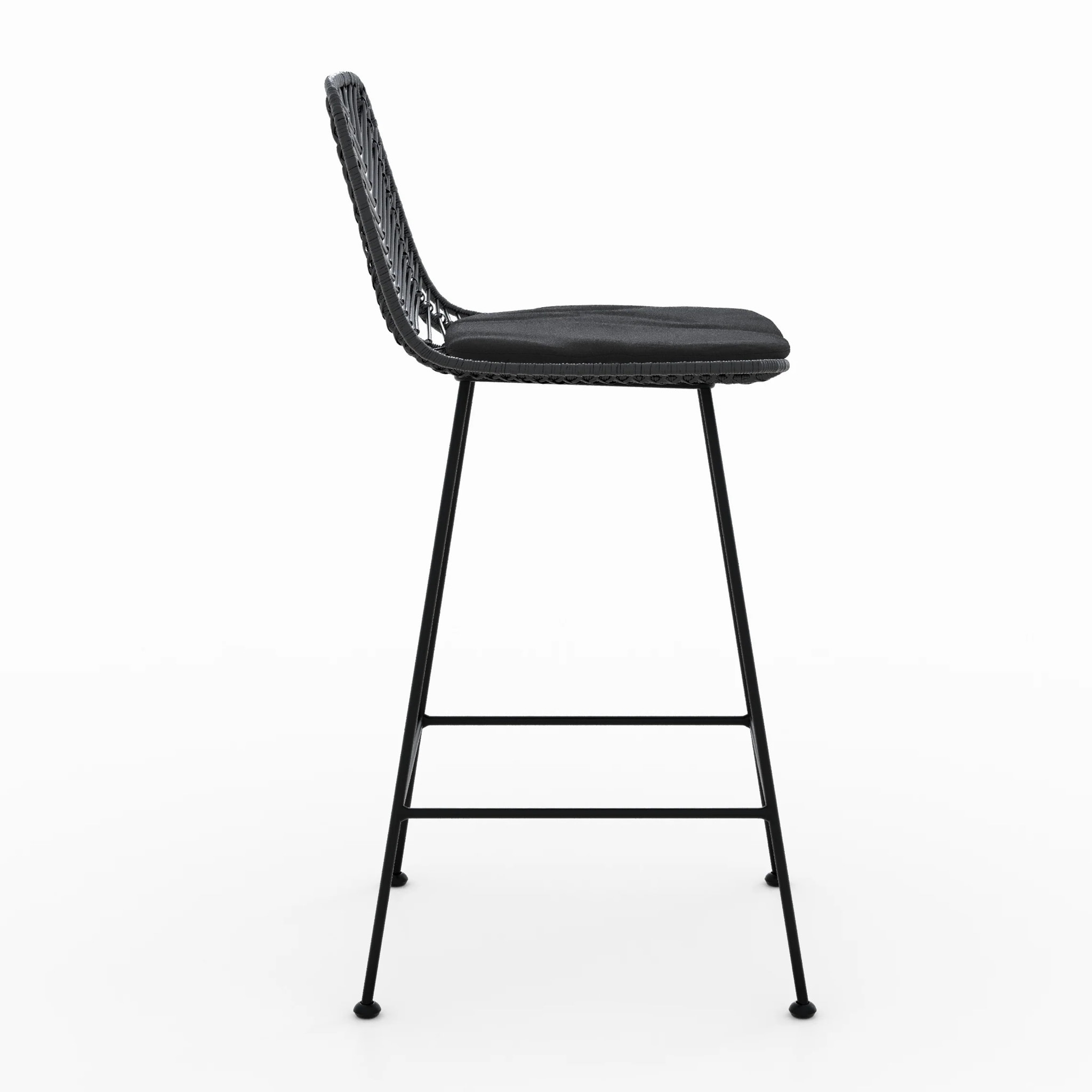 Lot de 2 chaises pour îlot central 66 cm en rotin noir - Tamara